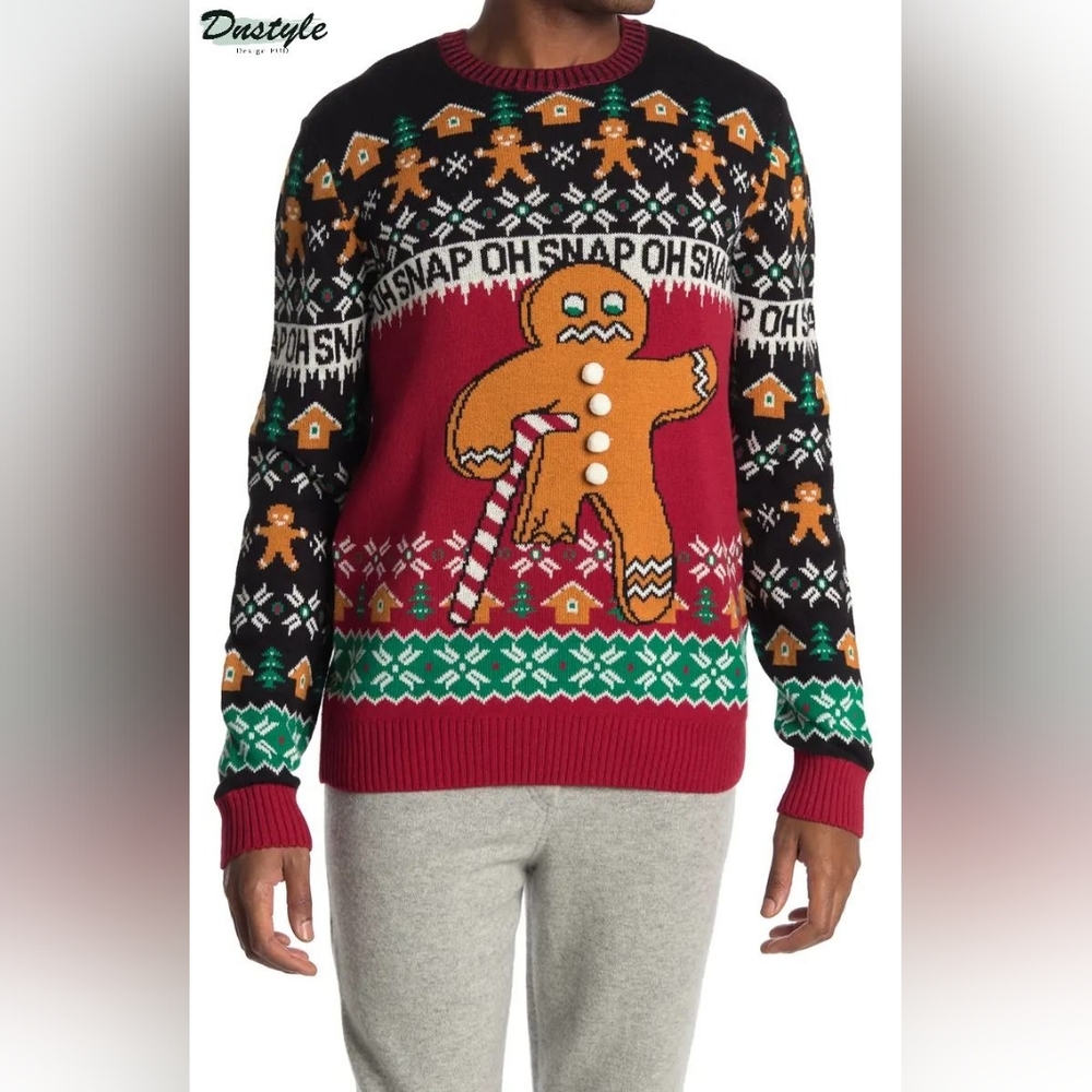 Gingerbread Man Oh Snap Ugly Christmas Sweater